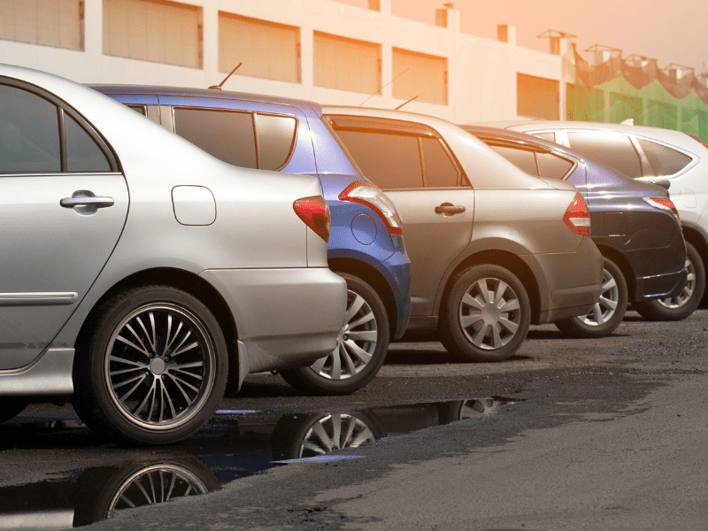 cars parked at outdoor car storage